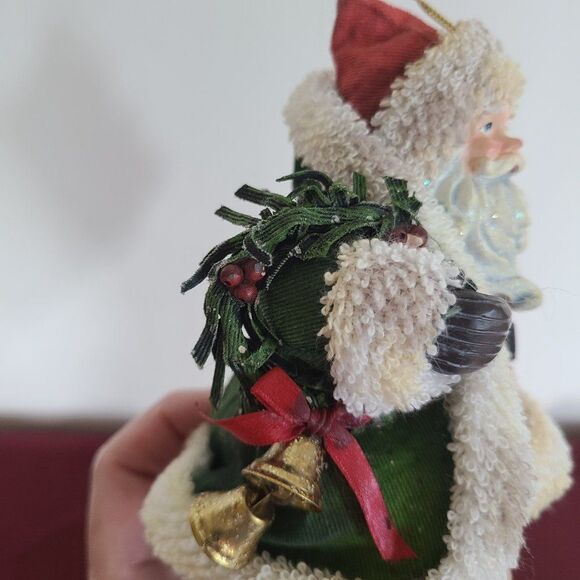 Vintage Fabric Mache Holiday Winter Christmas Ornaments Three Old World Santas - Picture 11 of 15